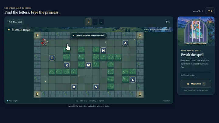Maze Runner, a SyncSpark game for spelling
