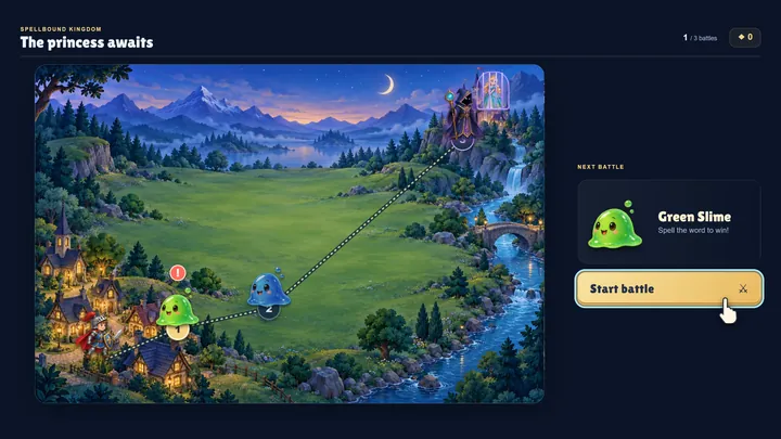 Monster Battle, a SyncSpark game for spelling